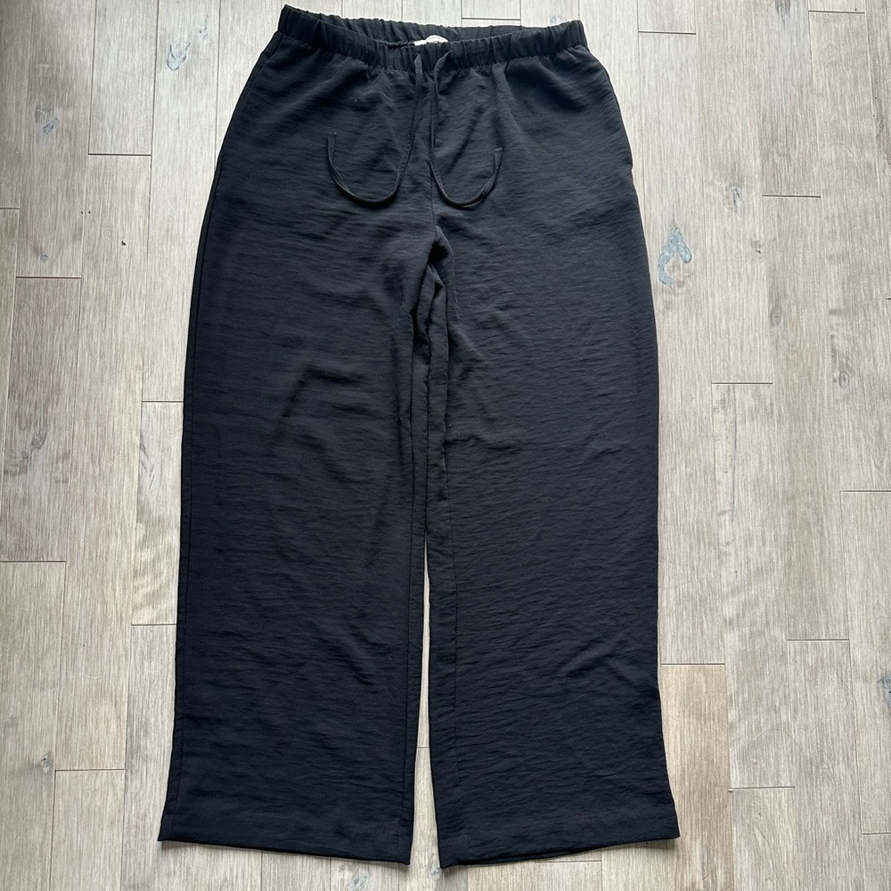 Autres Filles Wide-Leg Drawstring Trousers - Black Large